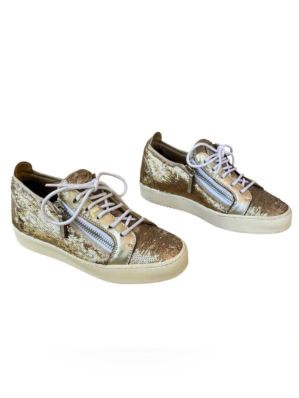 GIUSEPPE ZANOTTI “Gail” Gold Sequin Low Top Sneakers